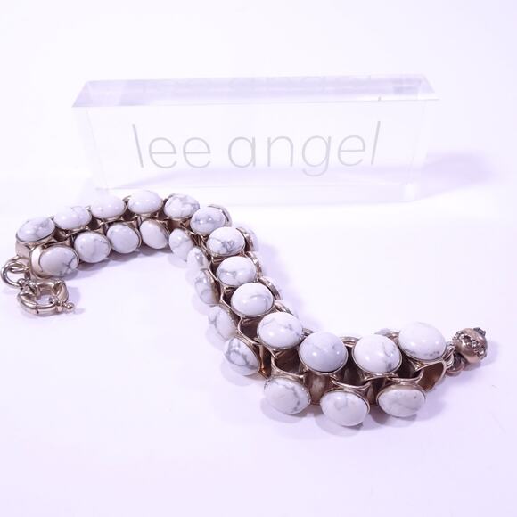 Lee Angel Neiman Marcus Women's Howlite Stone Box Link  Bracelet NWT 220 - Picture 5 of 7